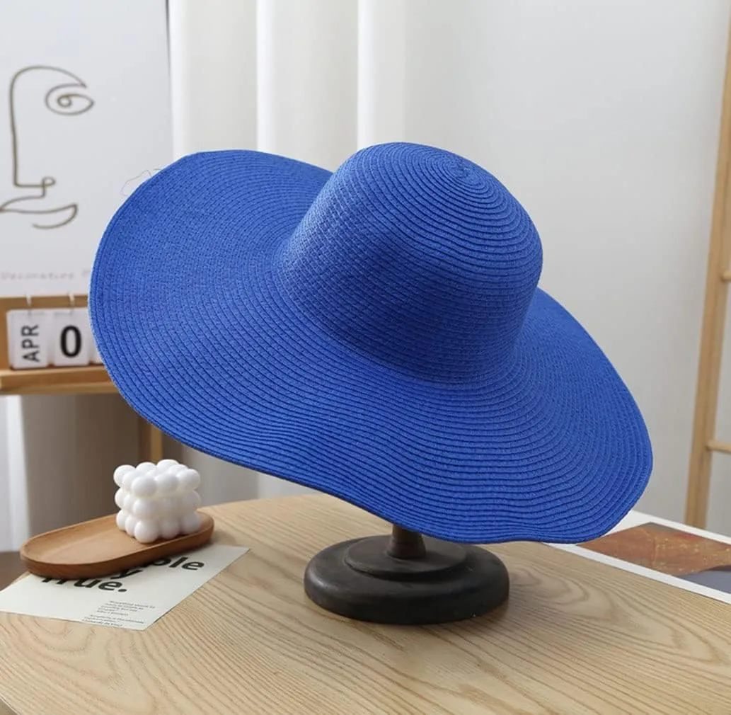 Big Beach Hats for Women Foldable Summer Wide Brim Packable Oversized Sun Hat Lady Girl Travel Straw Cap