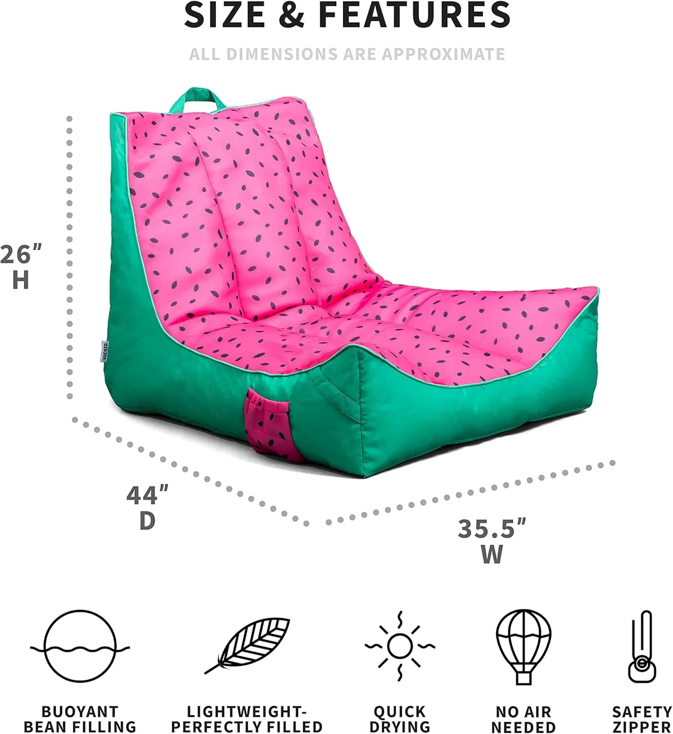Big Joe Captain's Float No Inflation Needed Pool Lounger, Double Sided Mesh, Quick Draining Fabric