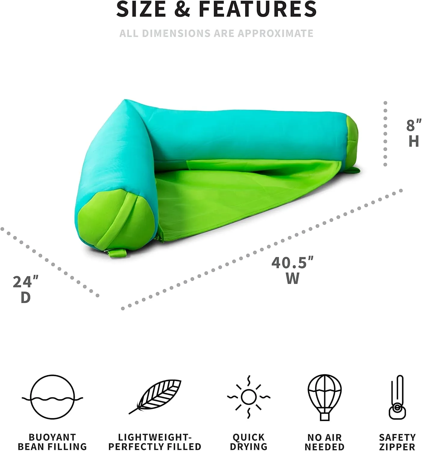 Big Joe Noodle Sling, No Inflation Needed, Pool Float with Armrests, Quick Draining Fabric, Cup Holder