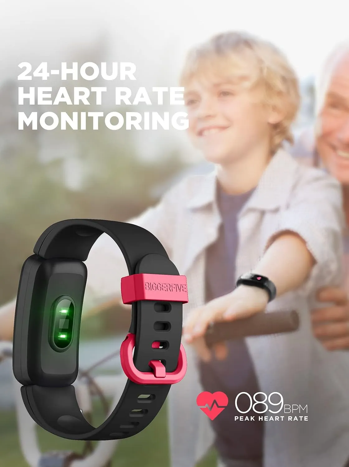 BIGGERFIVE Vigor Kids Fitness Tracker for Girls & Boys Ages 5-15, Kids Watch with IP68 Waterproof, Pedometer, Activity Tracker with Heart Rate & Sleep Monitor, Calorie & Step Counter Watch
