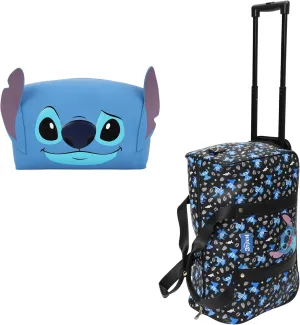Bioworld Lilo & Stitch Wheeled Duffle Bag & Cosmetic Bag Kit
