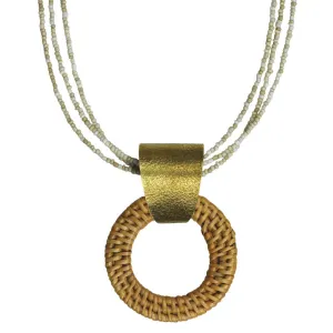 Biscayne Rattan Pendant with Beaded Strand
