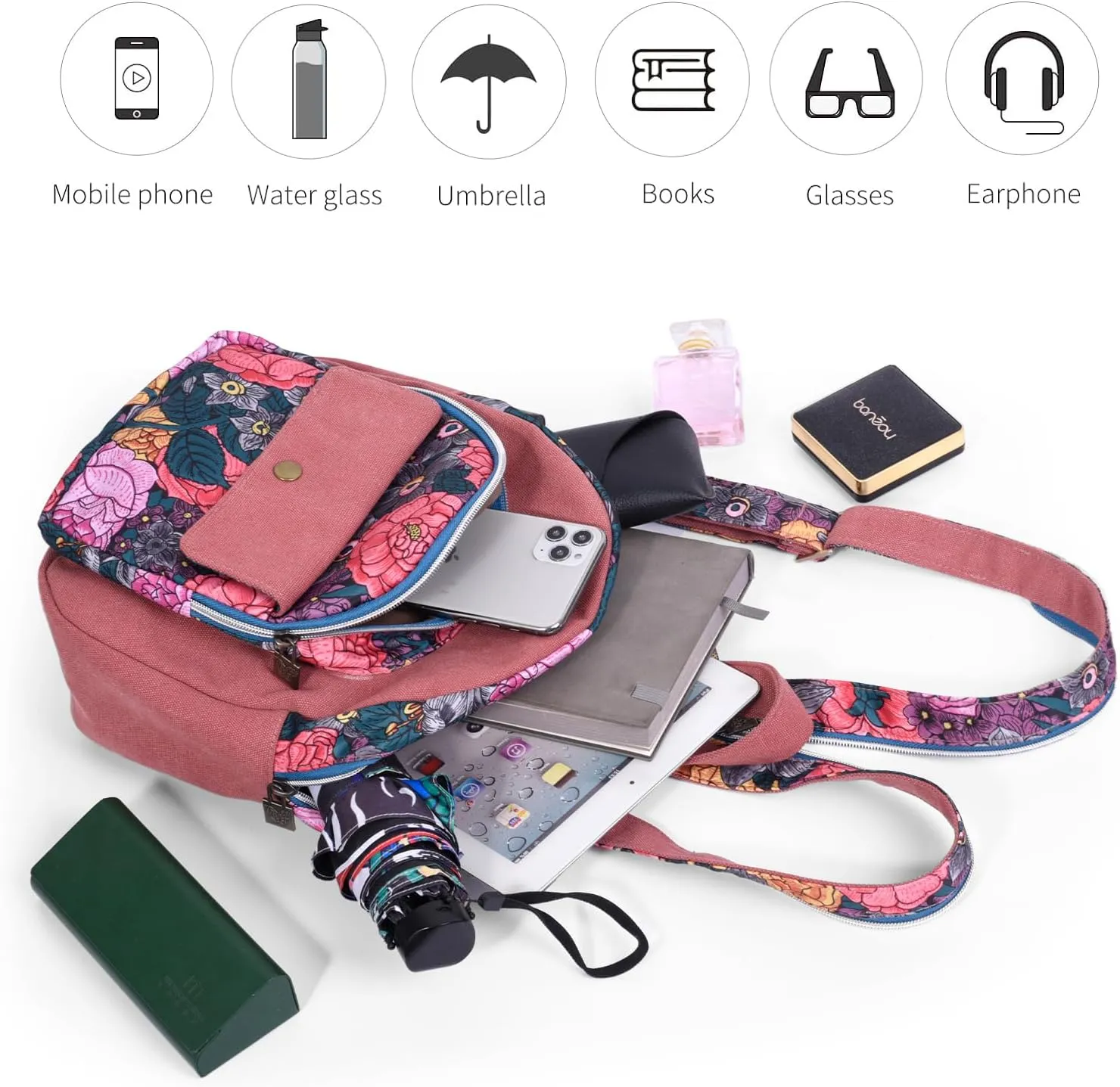 Black Butterfly Premium Backpack for Women, Crossbody Sling Backpack Sling Bag, Travel Hiking Chest Bag Daypack (Fuchsia)