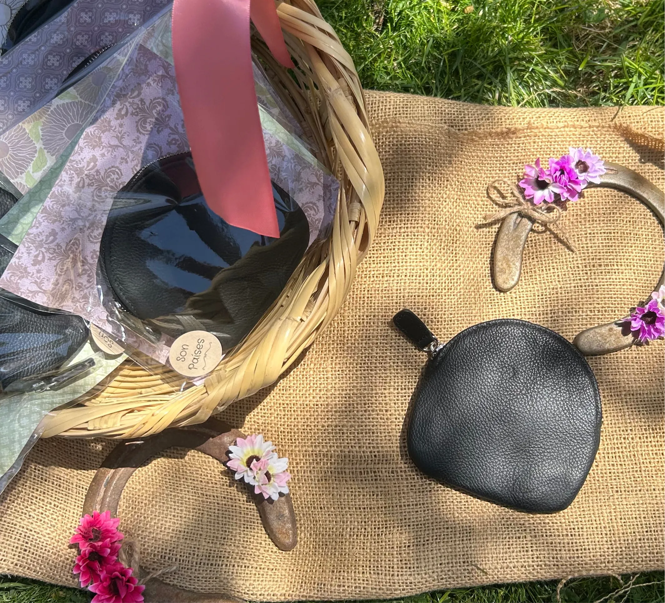 Black Cowhide Leather Coin Purse