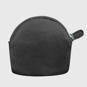 Black Cowhide Leather Coin Purse