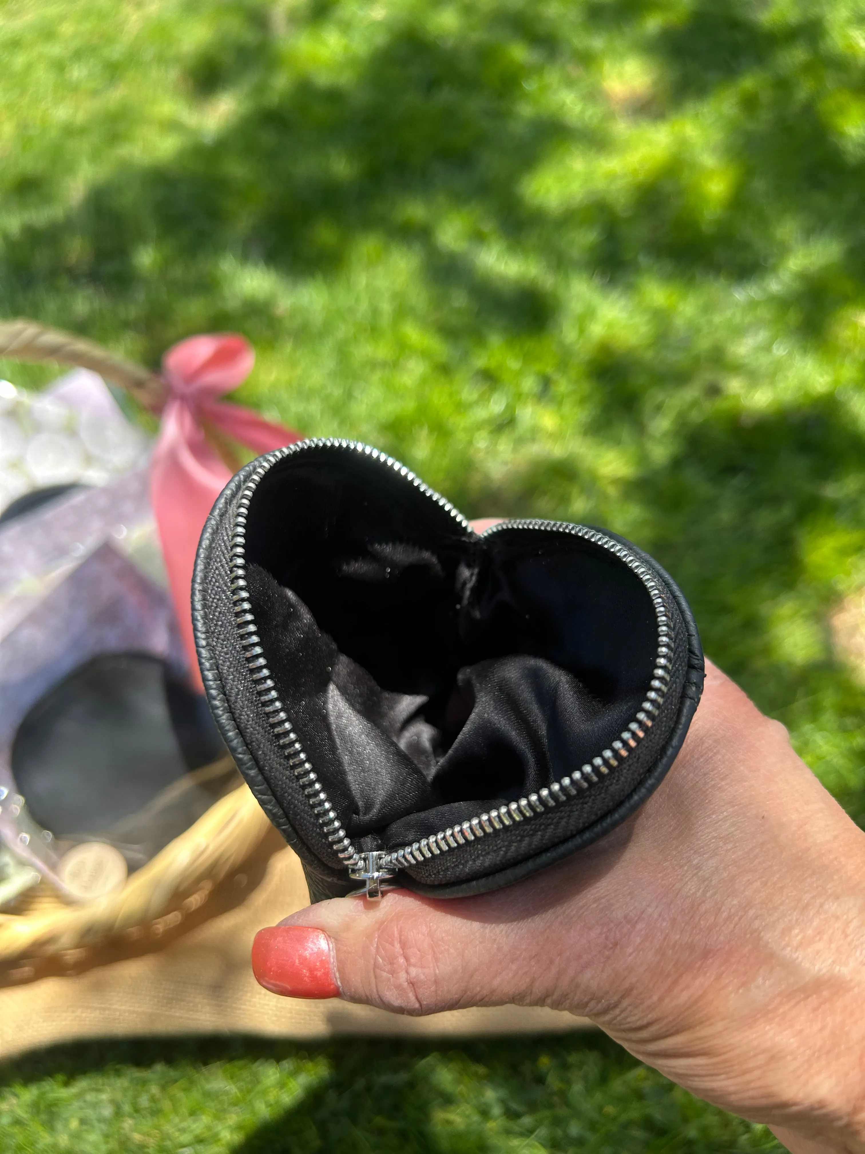 Black Cowhide Leather Coin Purse