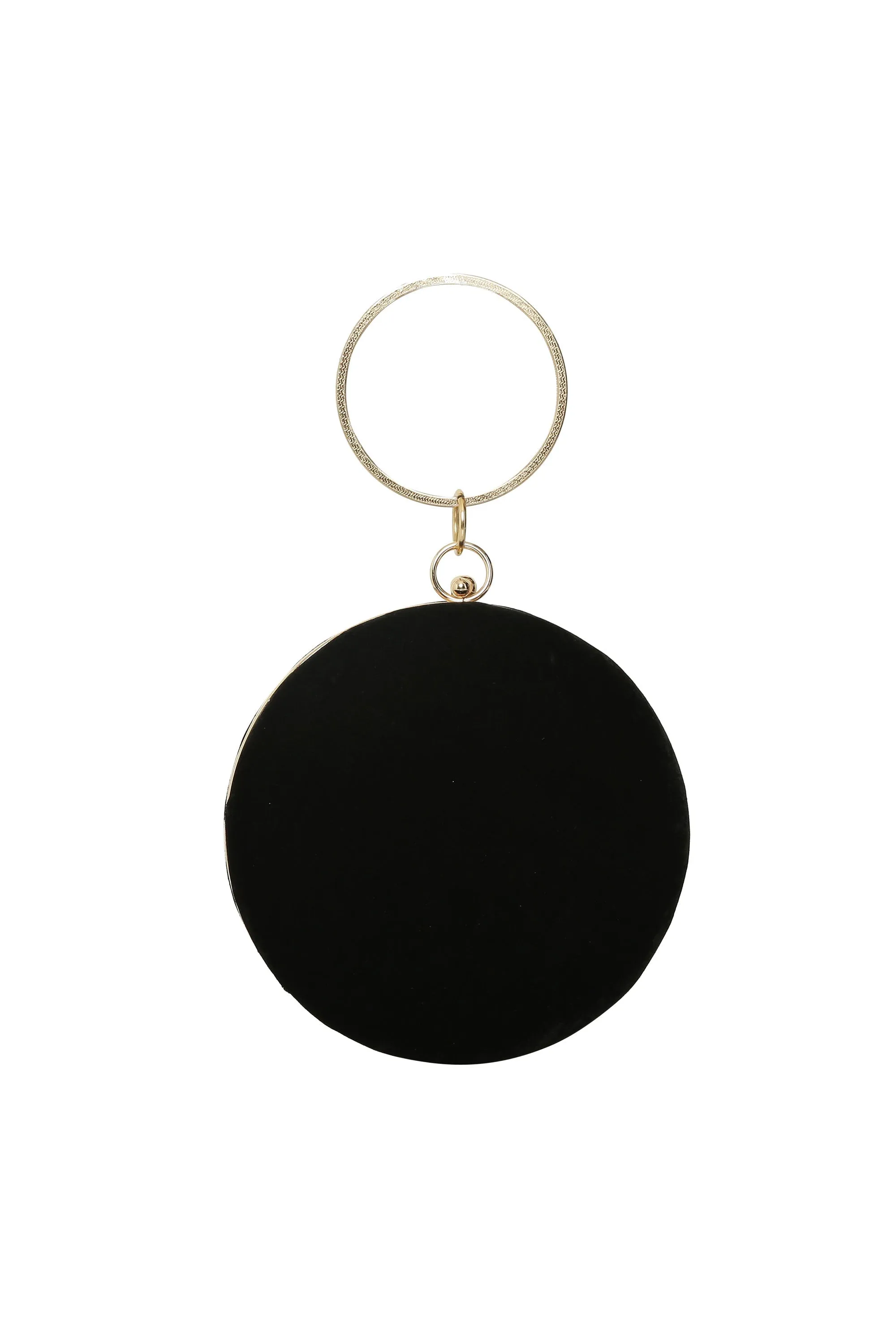 Black Embroidered Women'S Pretty Round Adorning Clutch