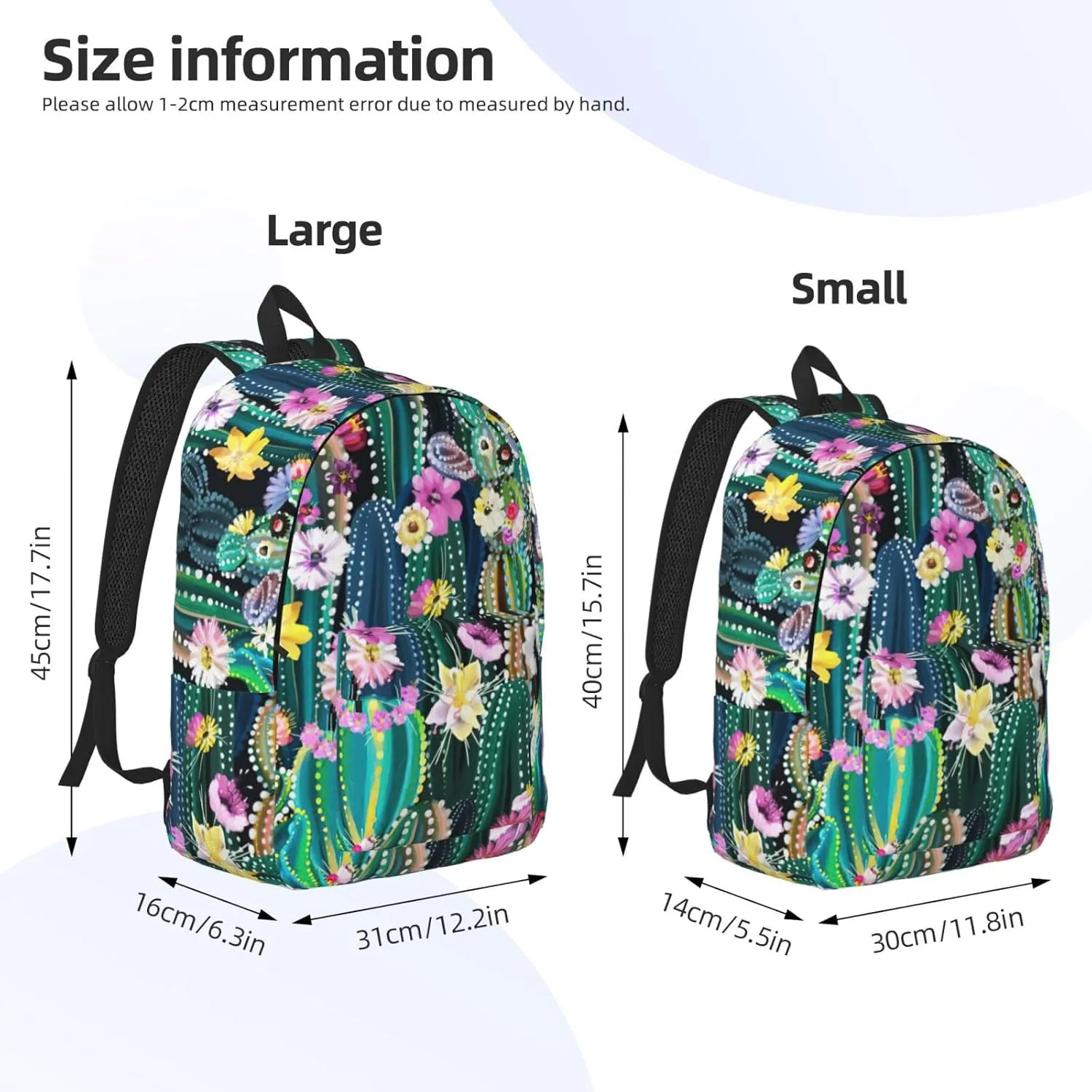 Blooming Cactus Canvas Casual Lightweight Duffel Bag, Fashion Duffel Bag, Unisex Travel Backpack