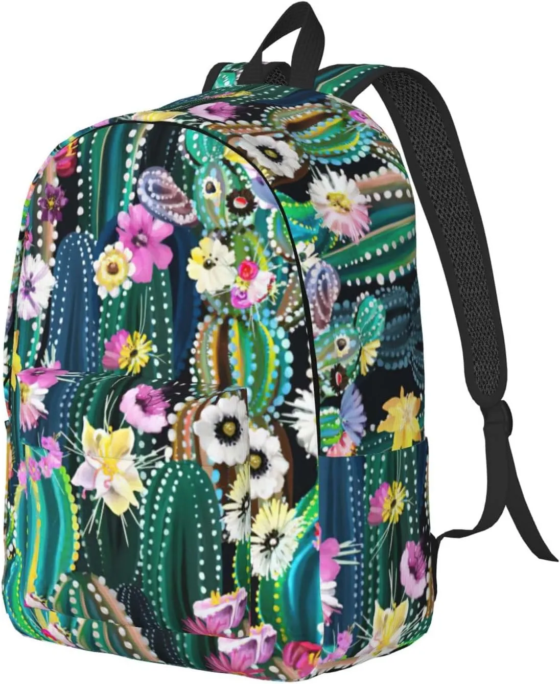 Blooming Cactus Canvas Casual Lightweight Duffel Bag, Fashion Duffel Bag, Unisex Travel Backpack