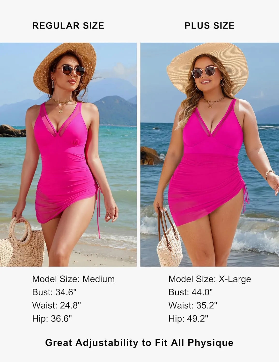 Blooming Jelly Women's One Piece Swimsuit Tummy Control Swim Dress Modest Bathing Suit Mesh Sarong Wraps Swim Suits