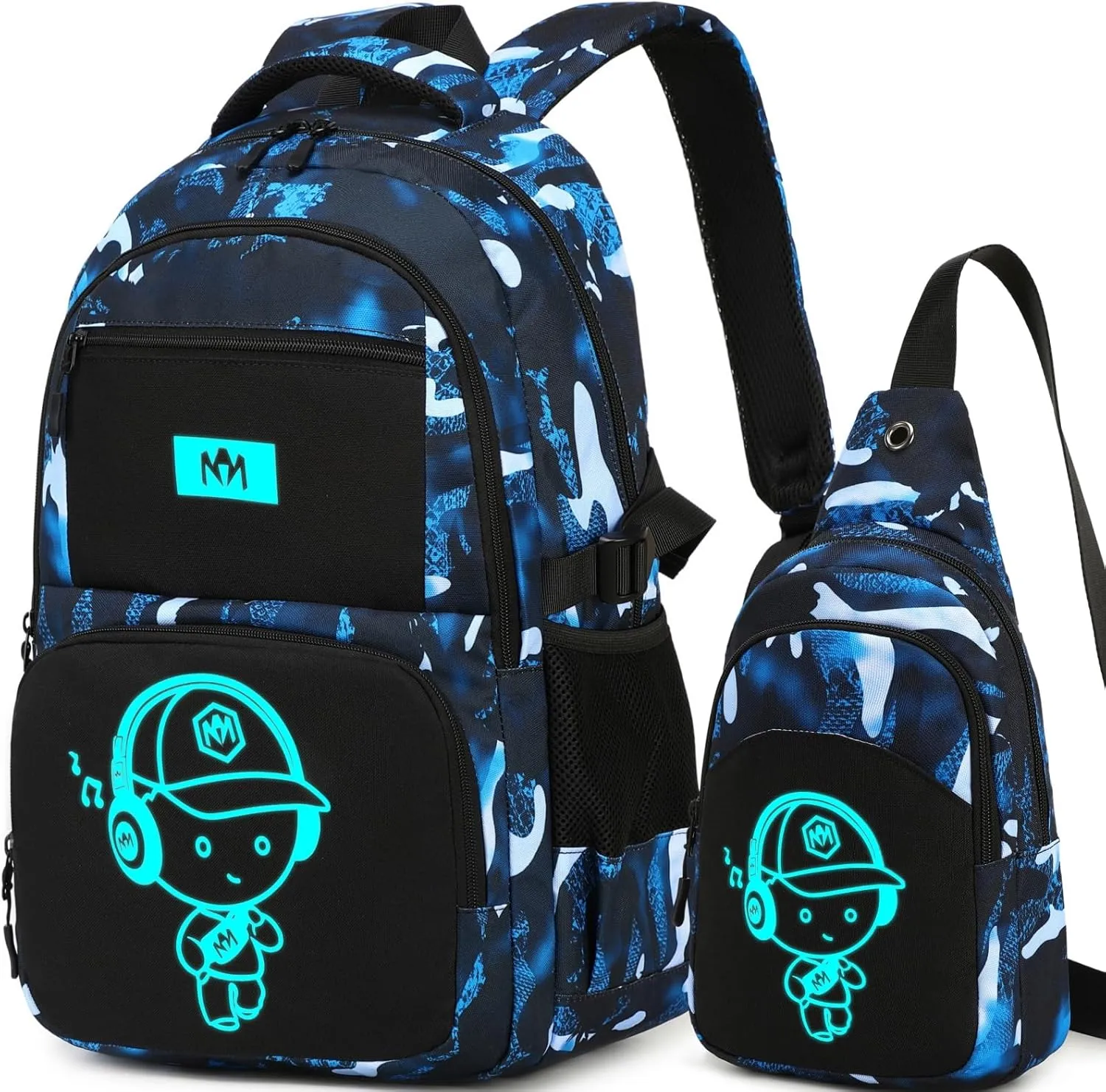 Bluboon Kids Backpack Boys Camo Bookbag Teens Elementary School Bag Daypack Travel Back Pack Middle school (Boy-camo 2pcs)