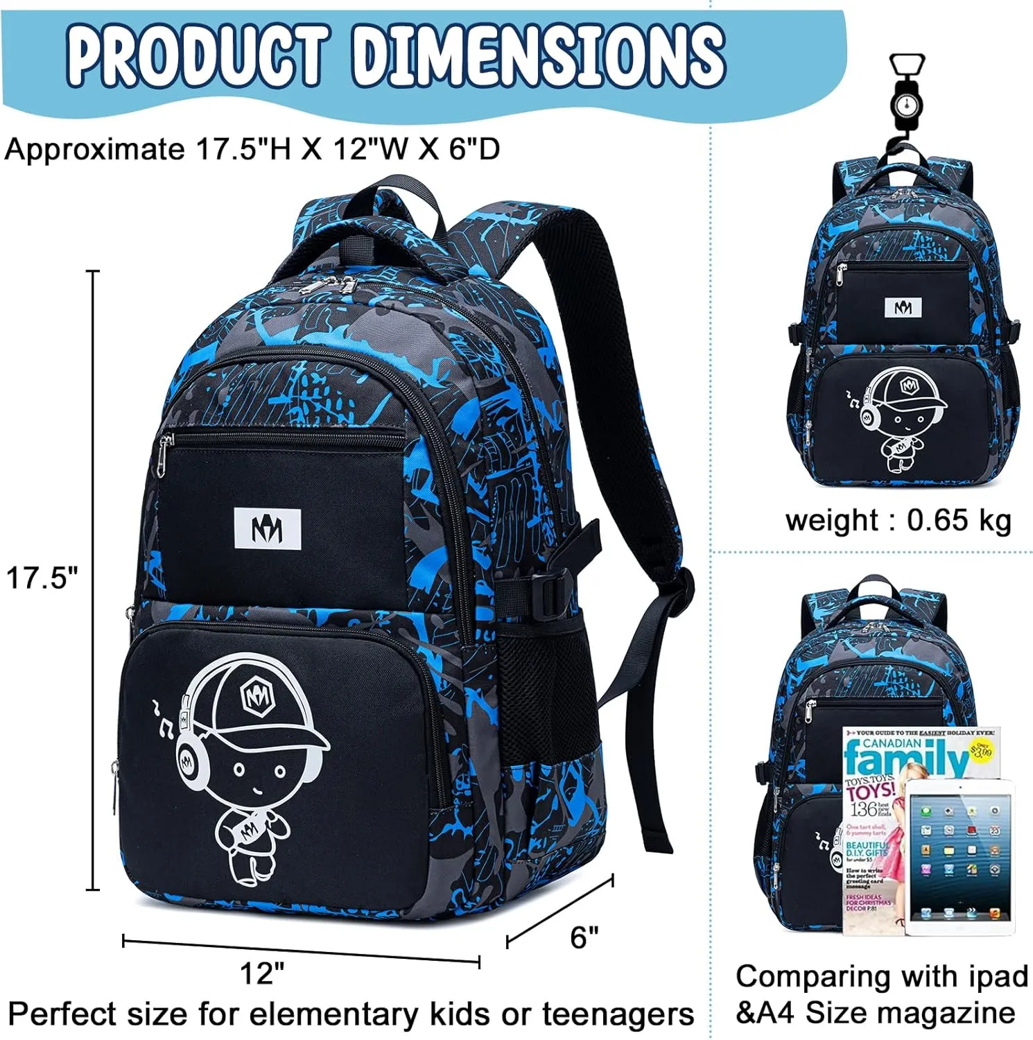Bluboon Kids Backpack Boys Camo Bookbag Teens Elementary School Bag Daypack Travel Back Pack Middle school (Boy-camo 2pcs)