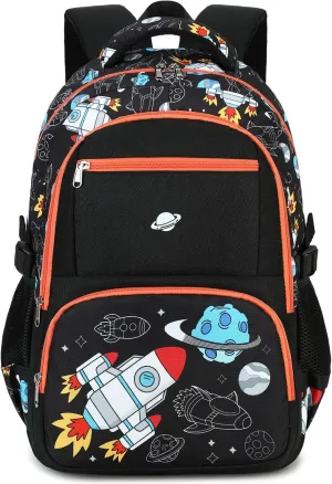 Bluboon Kids Backpack Boys Camo Bookbag Teens Elementary School Bag Daypack Travel Back Pack Middle school (Rocket Blue Planet)