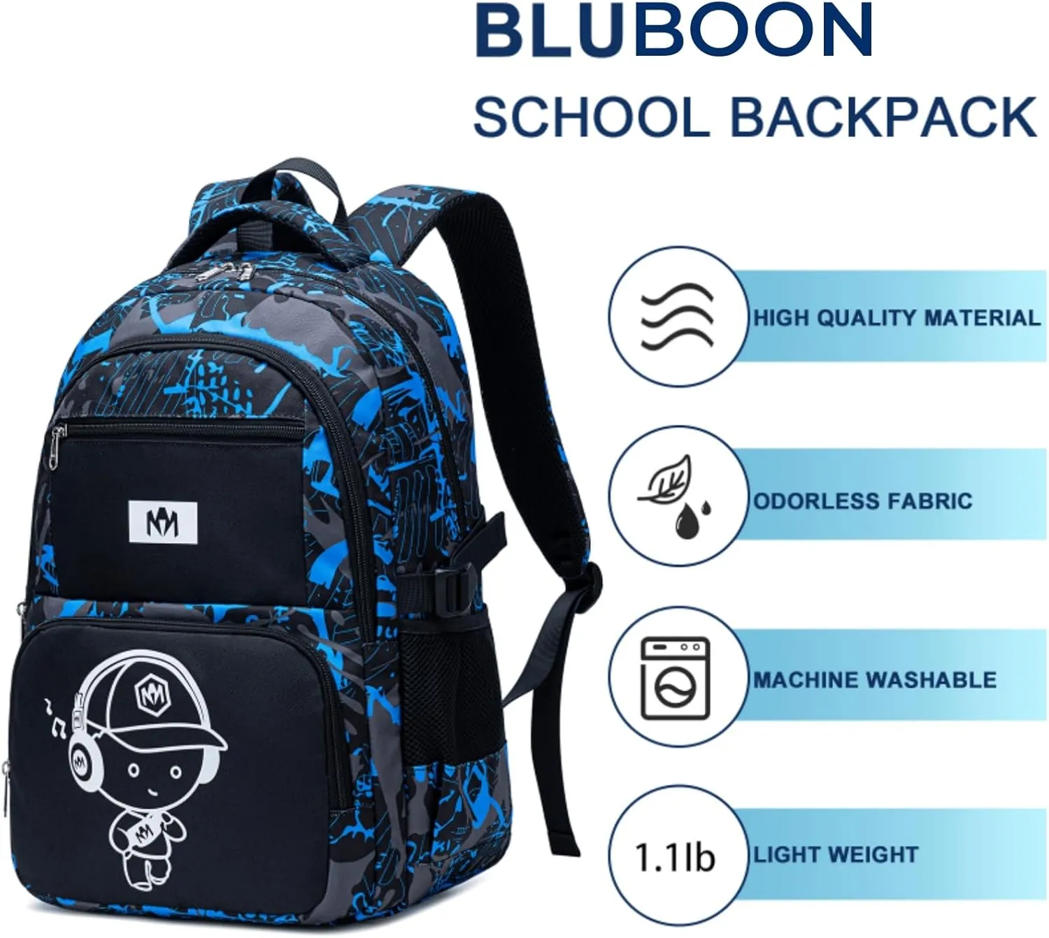Bluboon Kids Backpack Boys Camo Bookbag Teens Elementary School Bag Daypack Travel Back Pack Middle school