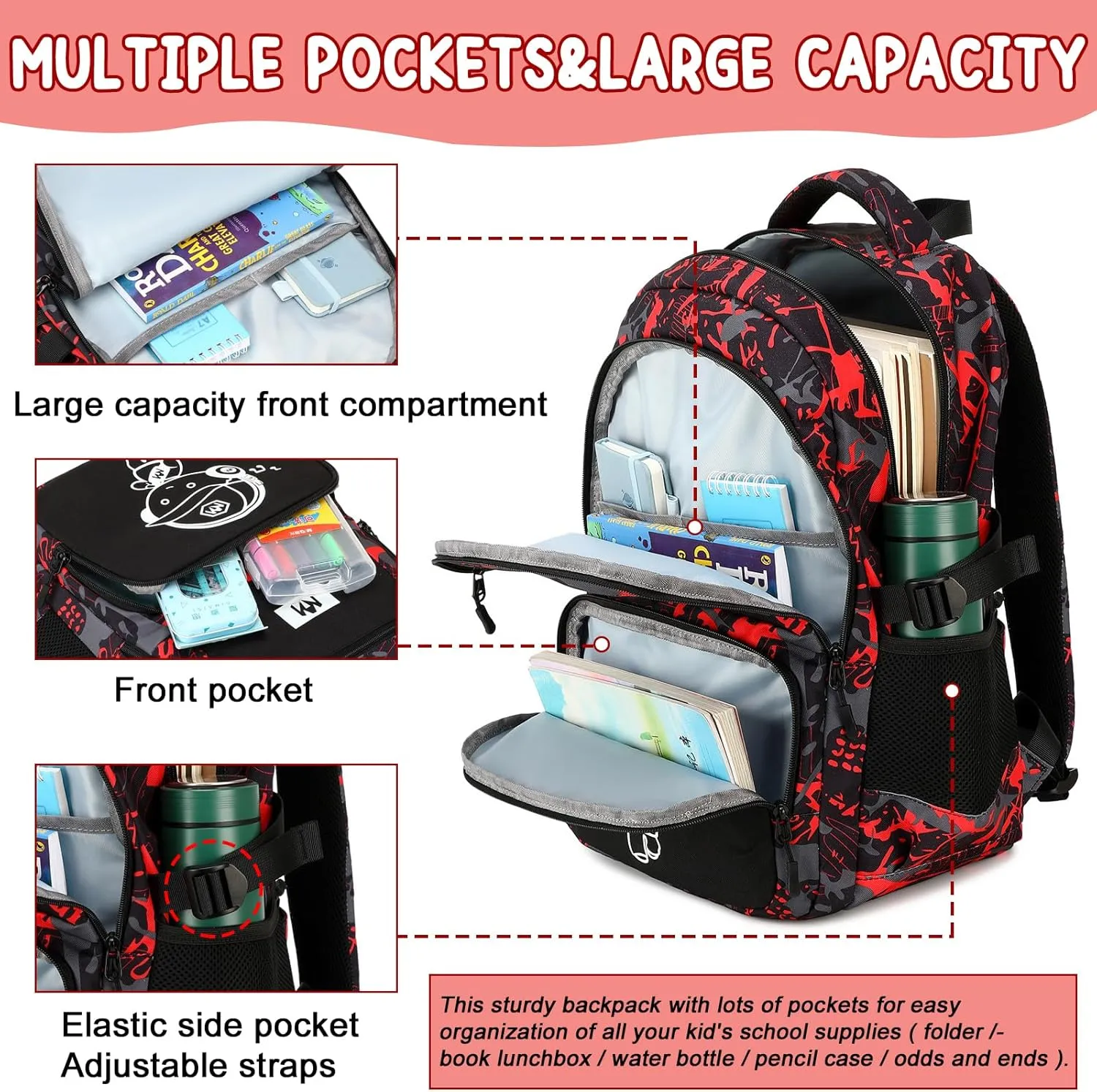 Bluboon Kids Backpack Boys Camo Bookbag Teens Elementary School Bag Daypack Travel Back Pack Middle school