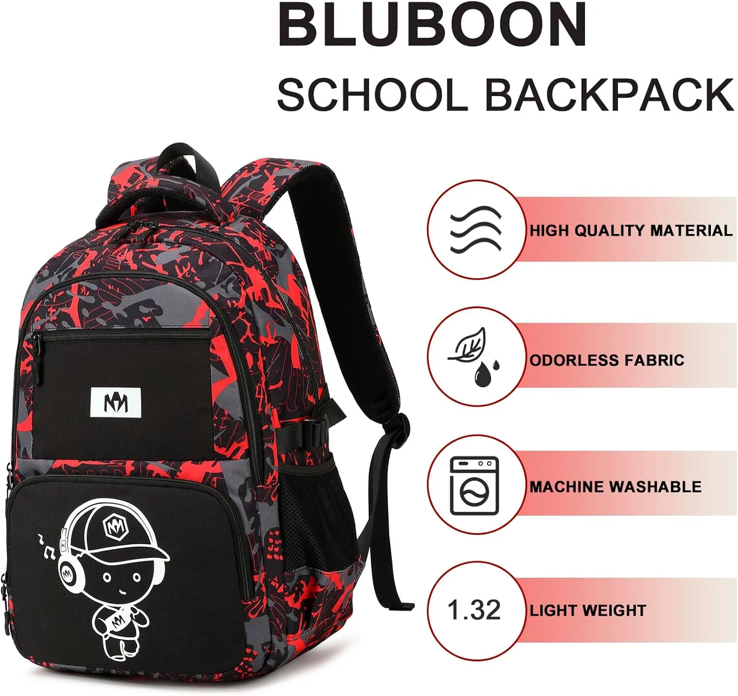 Bluboon Kids Backpack Boys Camo Bookbag Teens Elementary School Bag Daypack Travel Back Pack Middle school