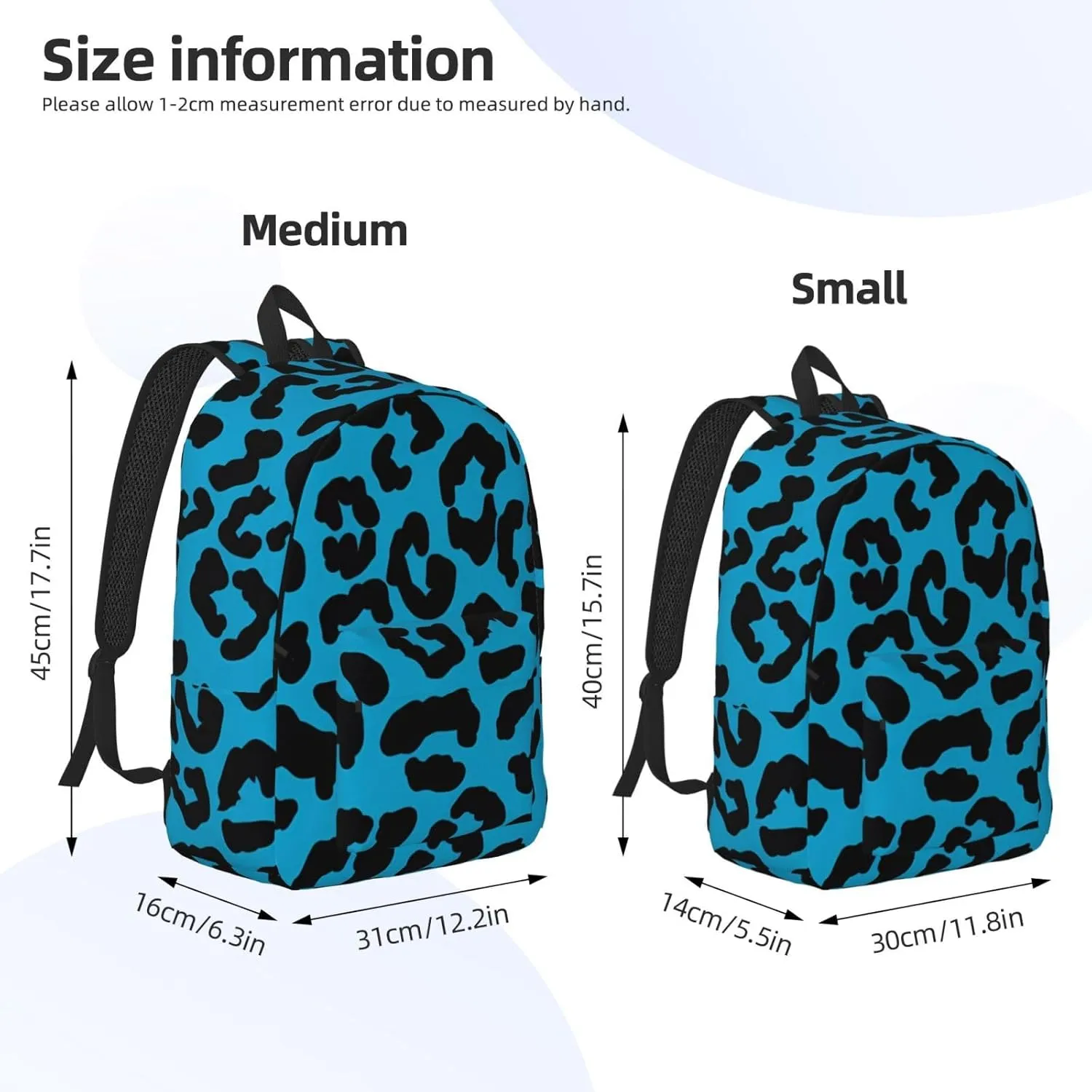 Blue and black cheetah aesthetic Canvas Backpacks Laptop Backpack Multipurpose Double Shoulder Bag for Men Women Gifts Small