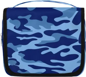 Blue Camouflage Hanging Toiletry Bag Waterproof Makeup Cosmetic Bag Travel Bag Organizer for Accessories Shampoo Full Sized Container Travel-Essentials Toiletry Bag