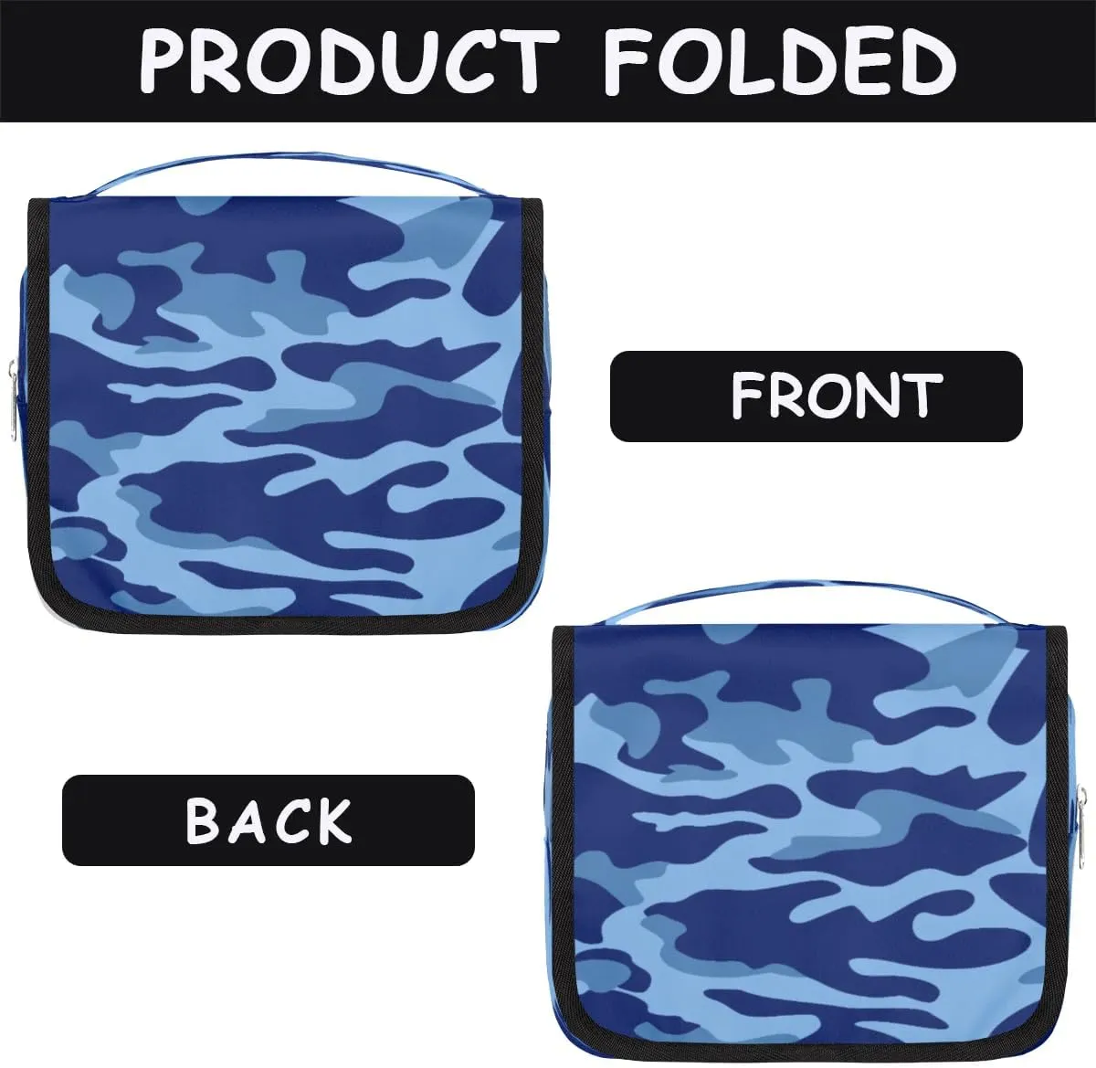 Blue Camouflage Hanging Toiletry Bag Waterproof Makeup Cosmetic Bag Travel Bag Organizer for Accessories Shampoo Full Sized Container Travel-Essentials Toiletry Bag