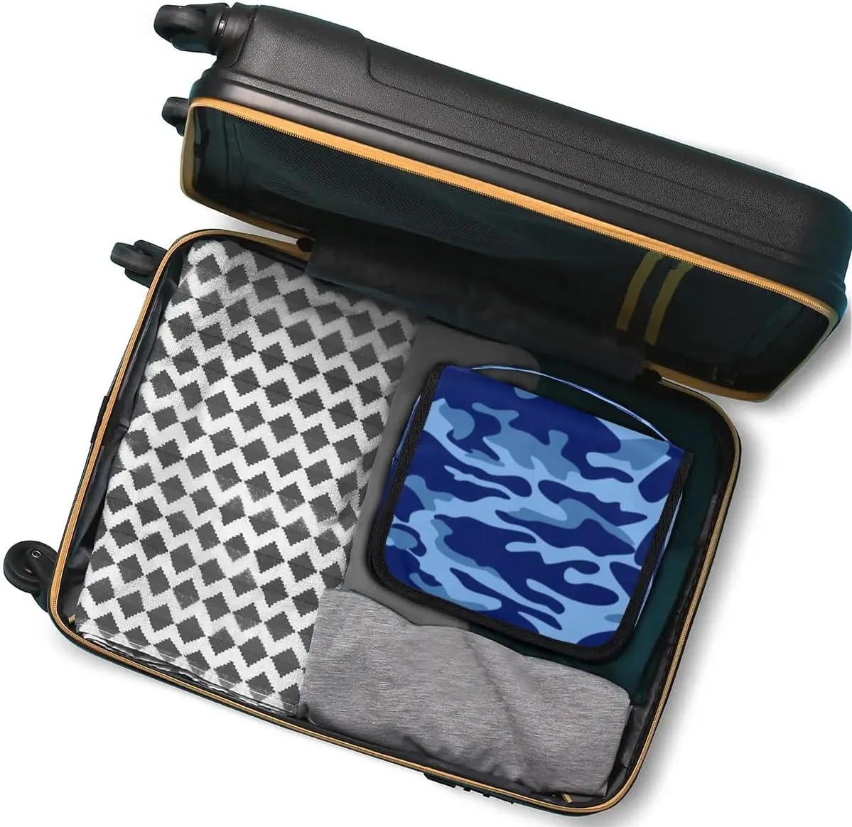 Blue Camouflage Hanging Toiletry Bag Waterproof Makeup Cosmetic Bag Travel Bag Organizer for Accessories Shampoo Full Sized Container Travel-Essentials Toiletry Bag