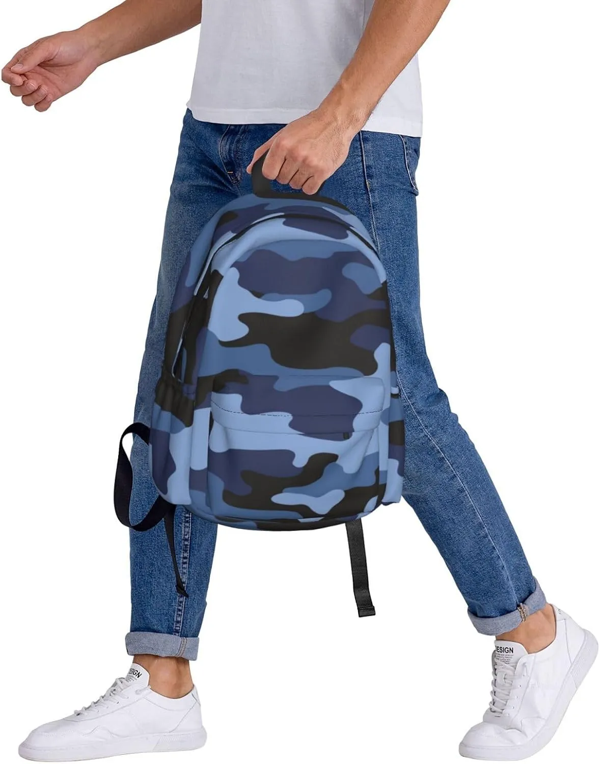 Blue Camouflage Laptop Backpack For Men Women, Military Camo Lightweight Daypack Bookbag For Daily Commutes Business Travel Hiking