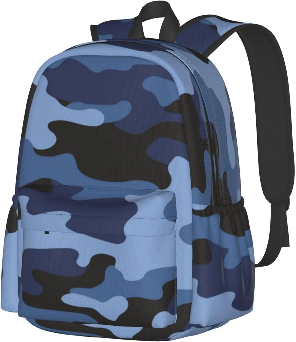 Blue Camouflage Laptop Backpack For Men Women, Military Camo Lightweight Daypack Bookbag For Daily Commutes Business Travel Hiking