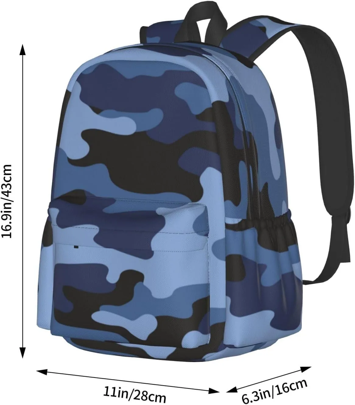 Blue Camouflage Laptop Backpack For Men Women, Military Camo Lightweight Daypack Bookbag For Daily Commutes Business Travel Hiking