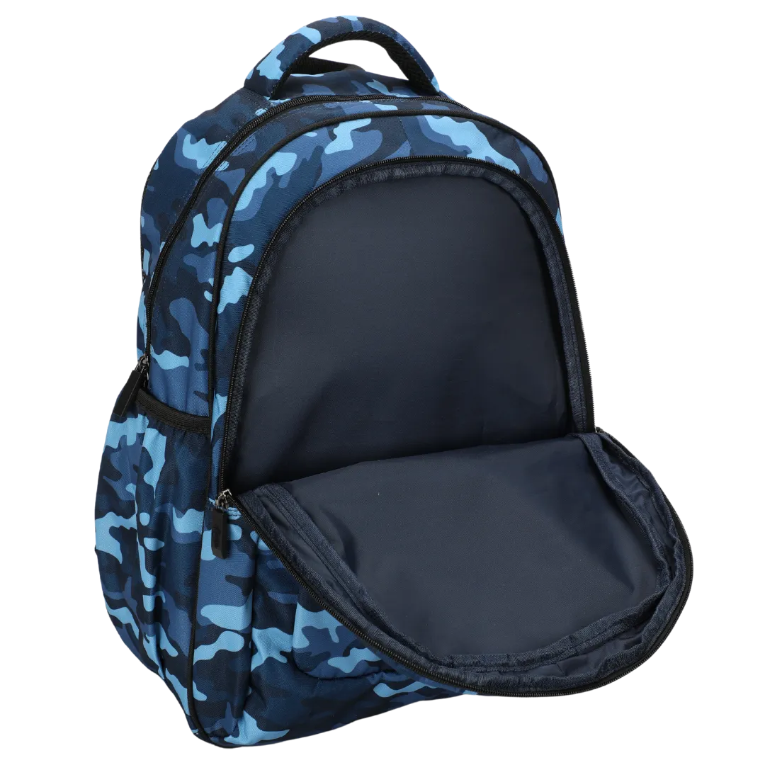 Blue Camouflage Large School Backpack