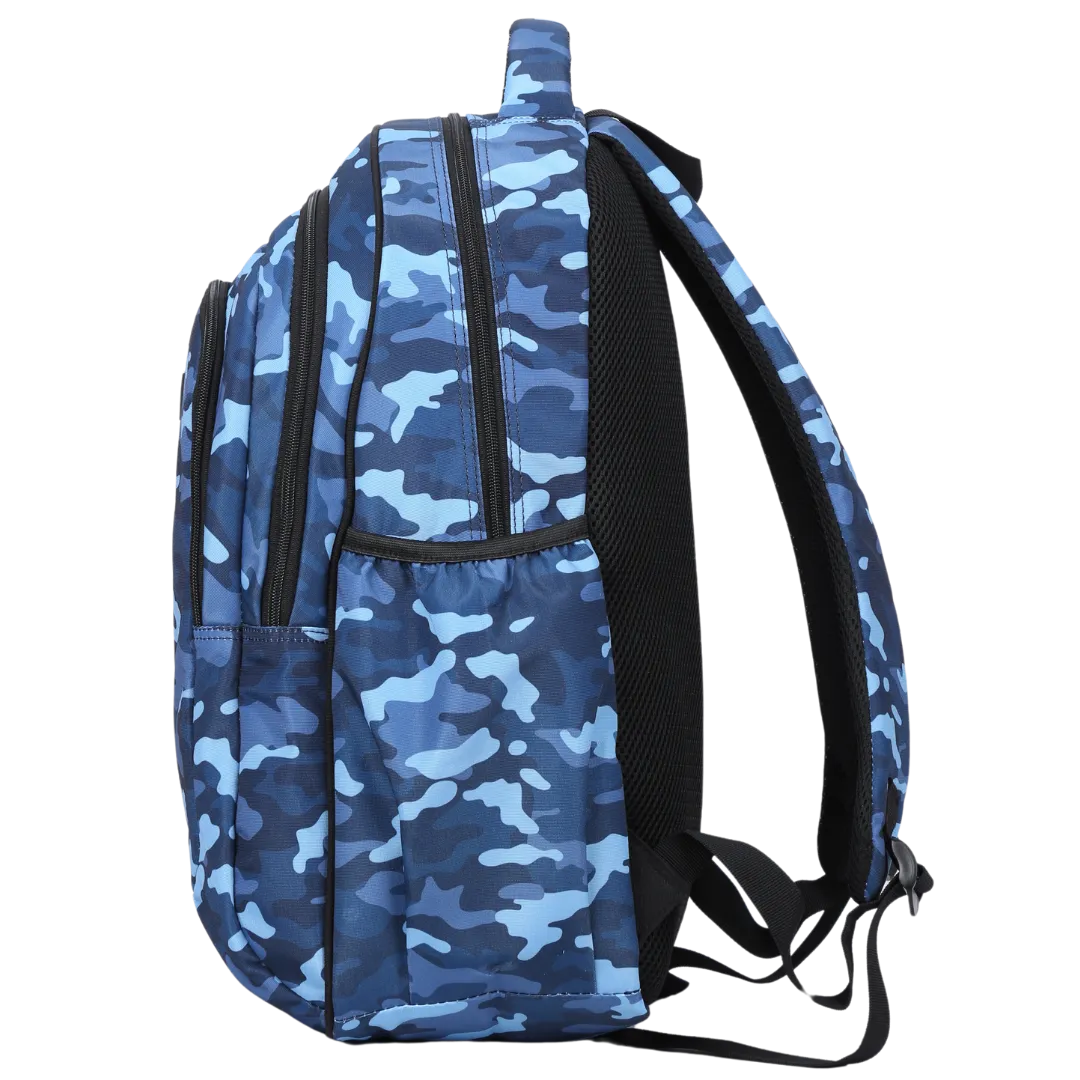Blue Camouflage Large School Backpack