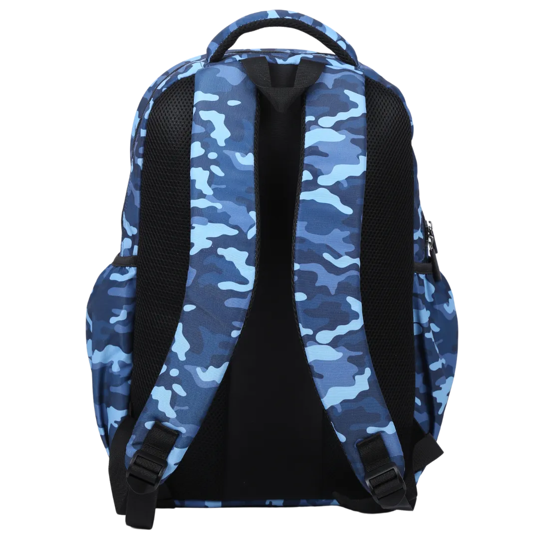 Blue Camouflage Large School Backpack