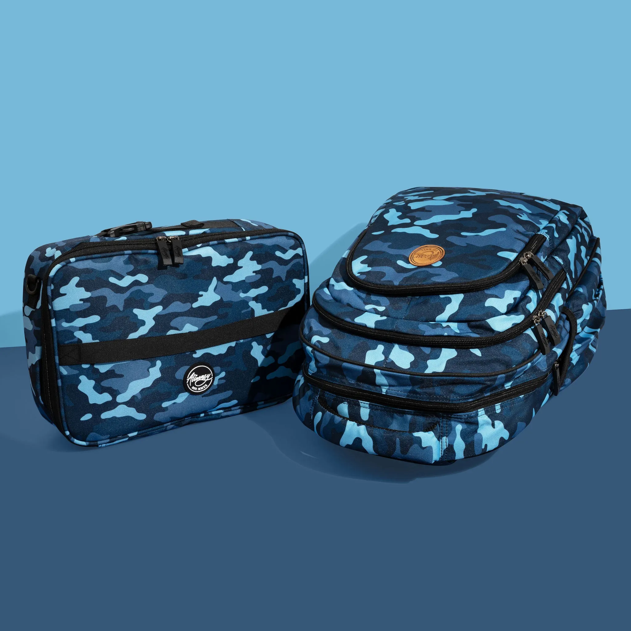 Blue Camouflage Large School Backpack