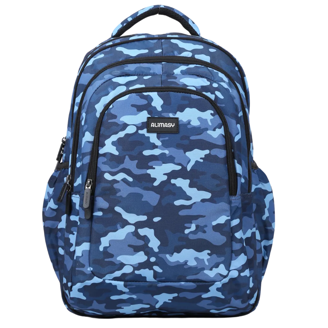Blue Camouflage Large School Backpack