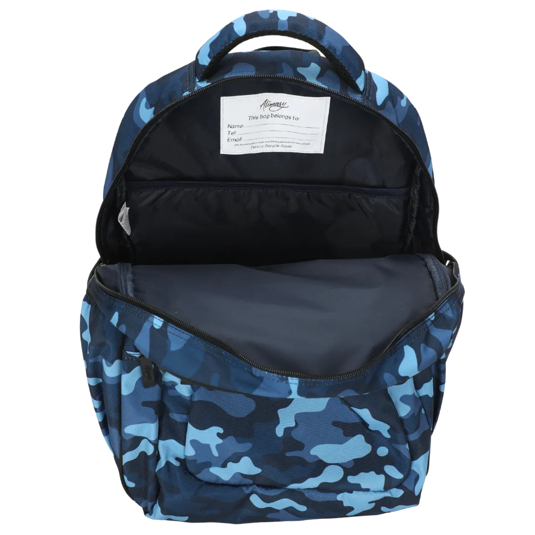 Blue Camouflage Large School Backpack
