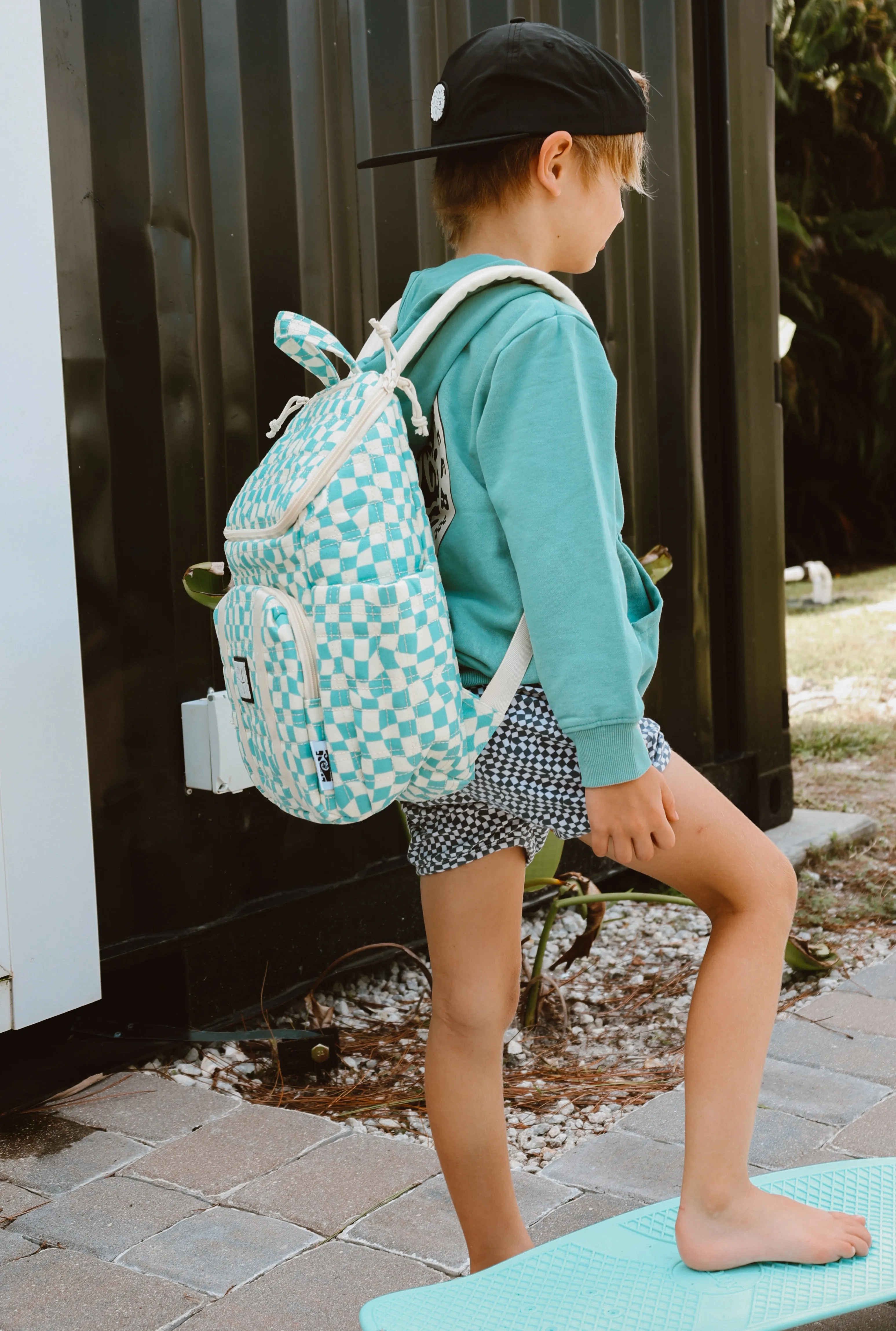 Blue Checkered Backpack