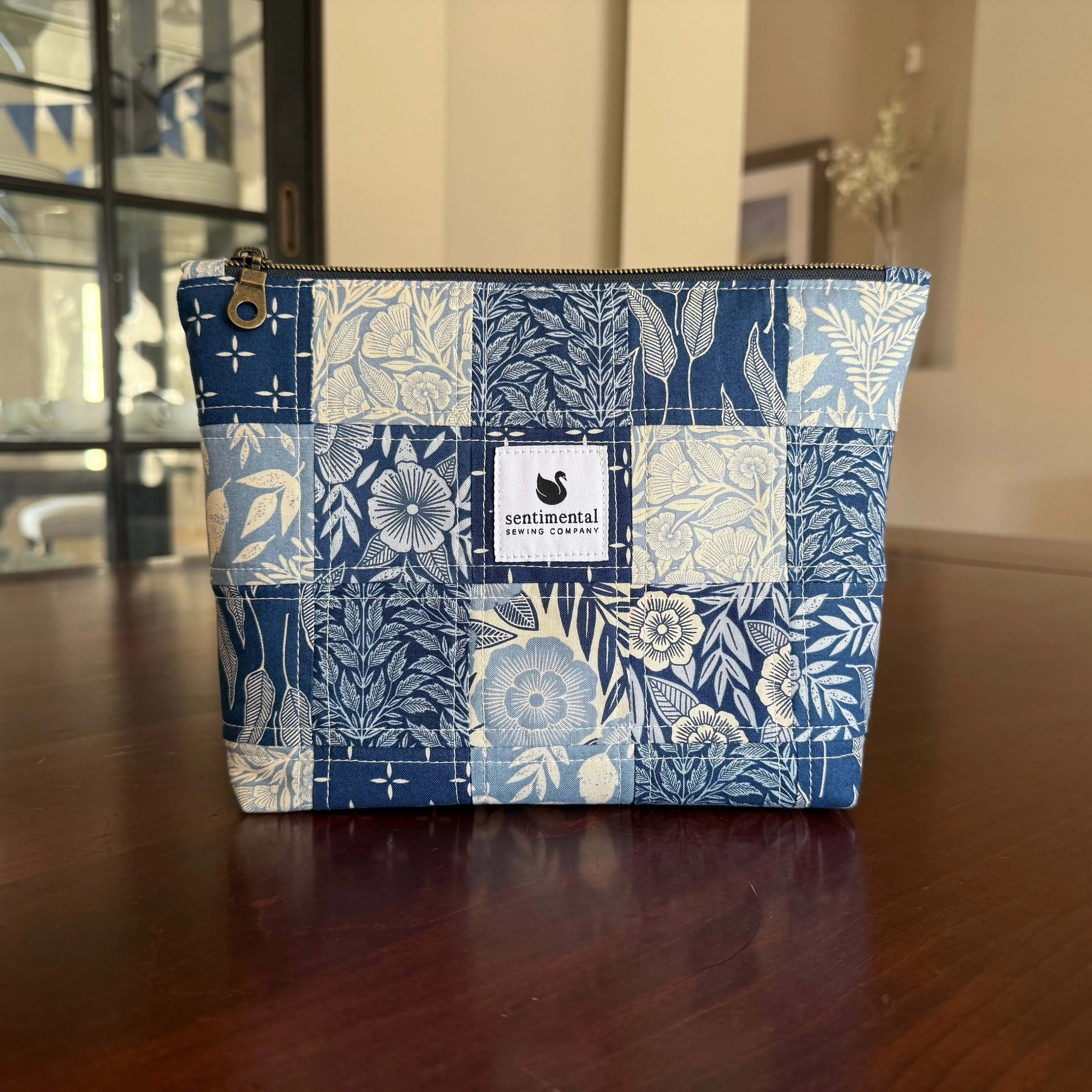 Blue Floral Patchwork Pouch