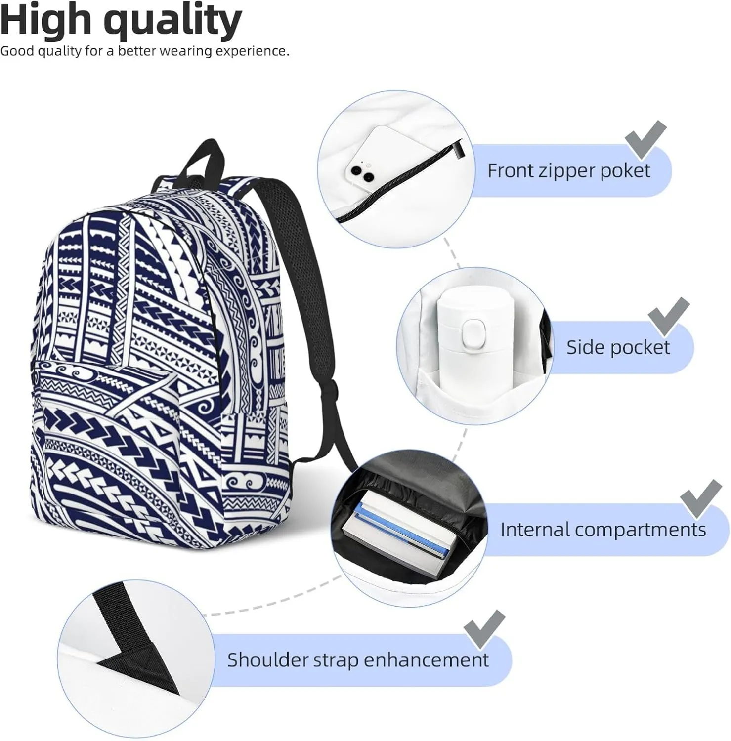 Blue Polynesian Maori Tribal Pattern Canvas Casual Lightweight Duffel Bag, Fashion Duffel Bag, Unisex Travel Backpack