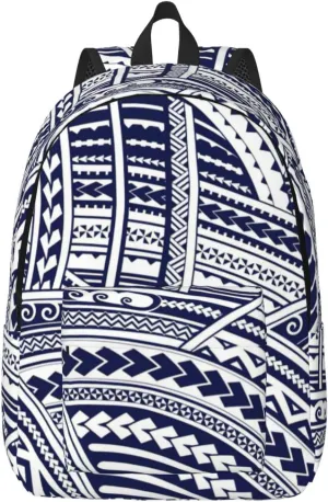 Blue Polynesian Maori Tribal Pattern Canvas Casual Lightweight Duffel Bag, Fashion Duffel Bag, Unisex Travel Backpack