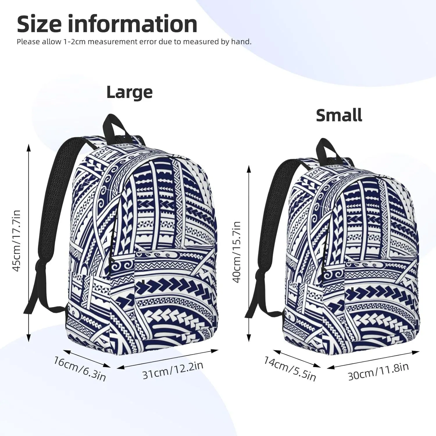 Blue Polynesian Maori Tribal Pattern Canvas Casual Lightweight Duffel Bag, Fashion Duffel Bag, Unisex Travel Backpack