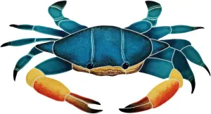 Blue Swimmer Crab Ceramic Swimming Pool Mosaic (7" x 12")