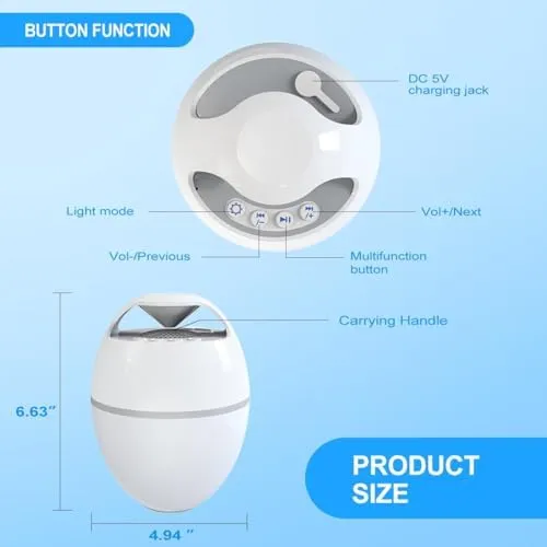 Blufree Floating Pool Speaker with Lights, Portable Bluetooth Pool Speakers IP68 Waterproof Hot Tub Speaker for Outdoor Pool Sports Home Party, Louder Volume, Rich Bass, Mic, 82 ft Wireless Range