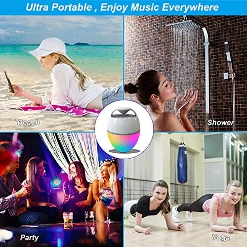 Blufree Floating Pool Speaker with Lights, Portable Bluetooth Pool Speakers IP68 Waterproof Hot Tub Speaker for Outdoor Pool Sports Home Party, Louder Volume, Rich Bass, Mic, 82 ft Wireless Range
