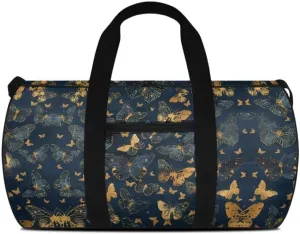 Boatee Butterfly Duffel Bag for Women Large Gym Bag Portable Duffle Bag Casual Weekender Hand Bag Foldie Travel Bag Expandable Stylish Personal Item Travel Bag Shoulder Handle Purse for Sport Blue