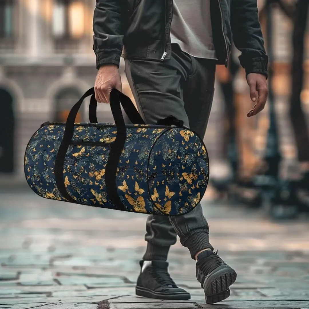 Boatee Butterfly Duffel Bag for Women Large Gym Bag Portable Duffle Bag Casual Weekender Hand Bag Foldie Travel Bag Expandable Stylish Personal Item Travel Bag Shoulder Handle Purse for Sport Blue