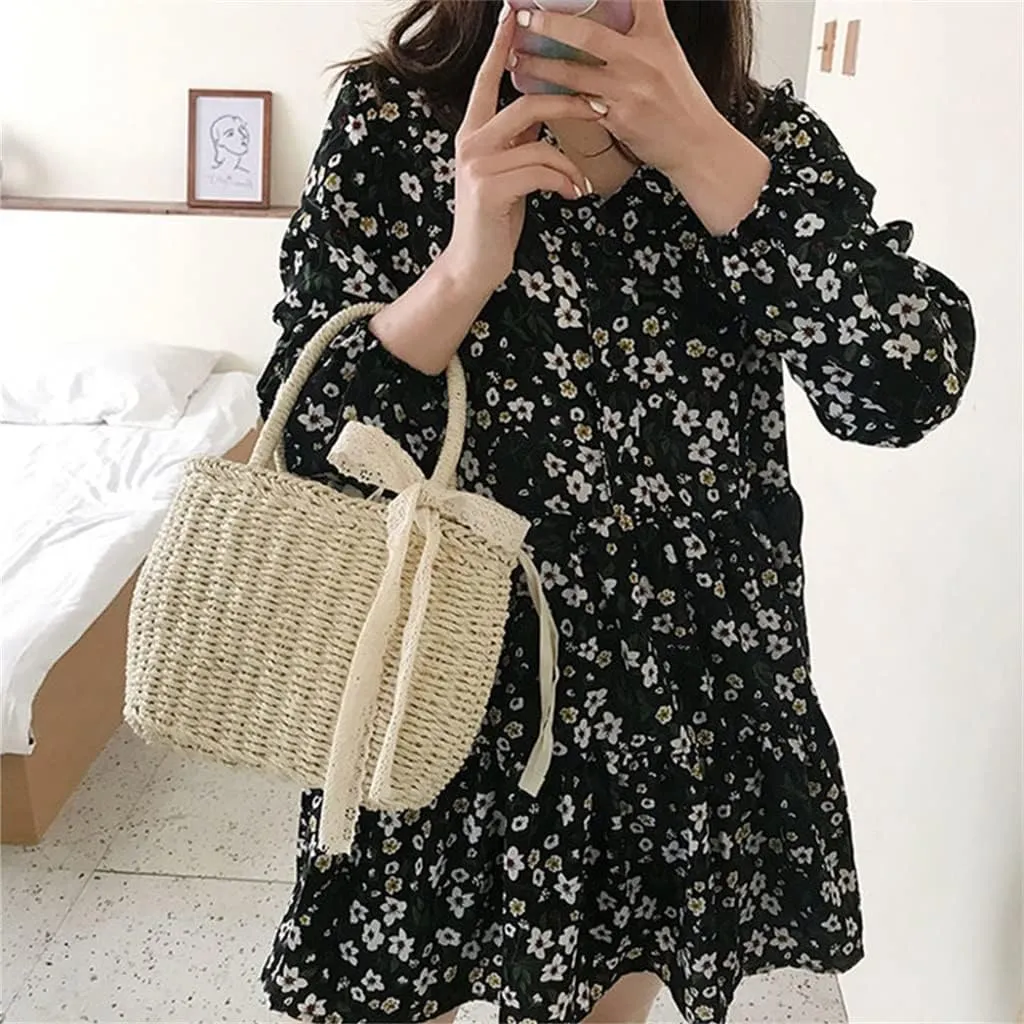 Bohemia Rattan Large Capacity Tote Bags Women Tassel Woven Handbag Beach Basket Shoulder Bag