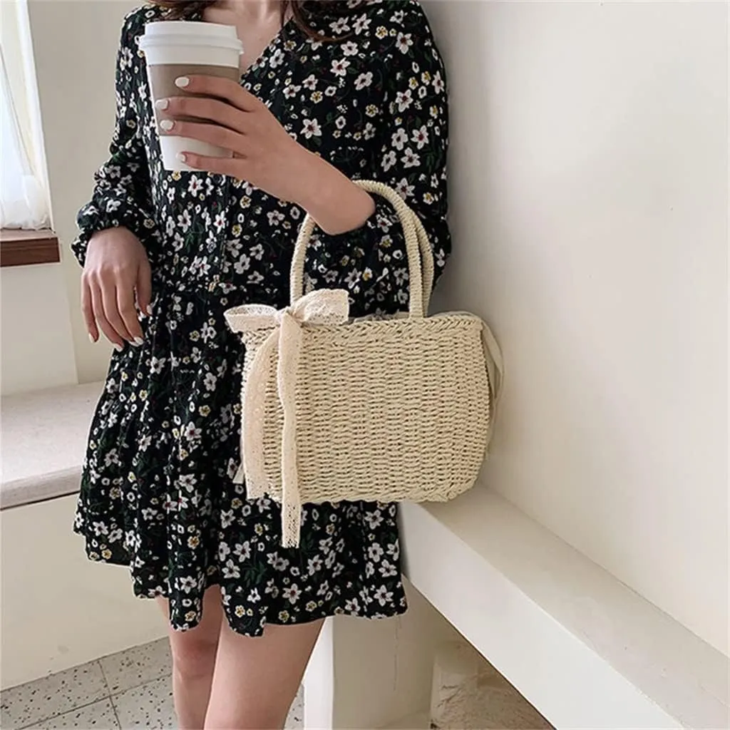 Bohemia Rattan Large Capacity Tote Bags Women Tassel Woven Handbag Beach Basket Shoulder Bag