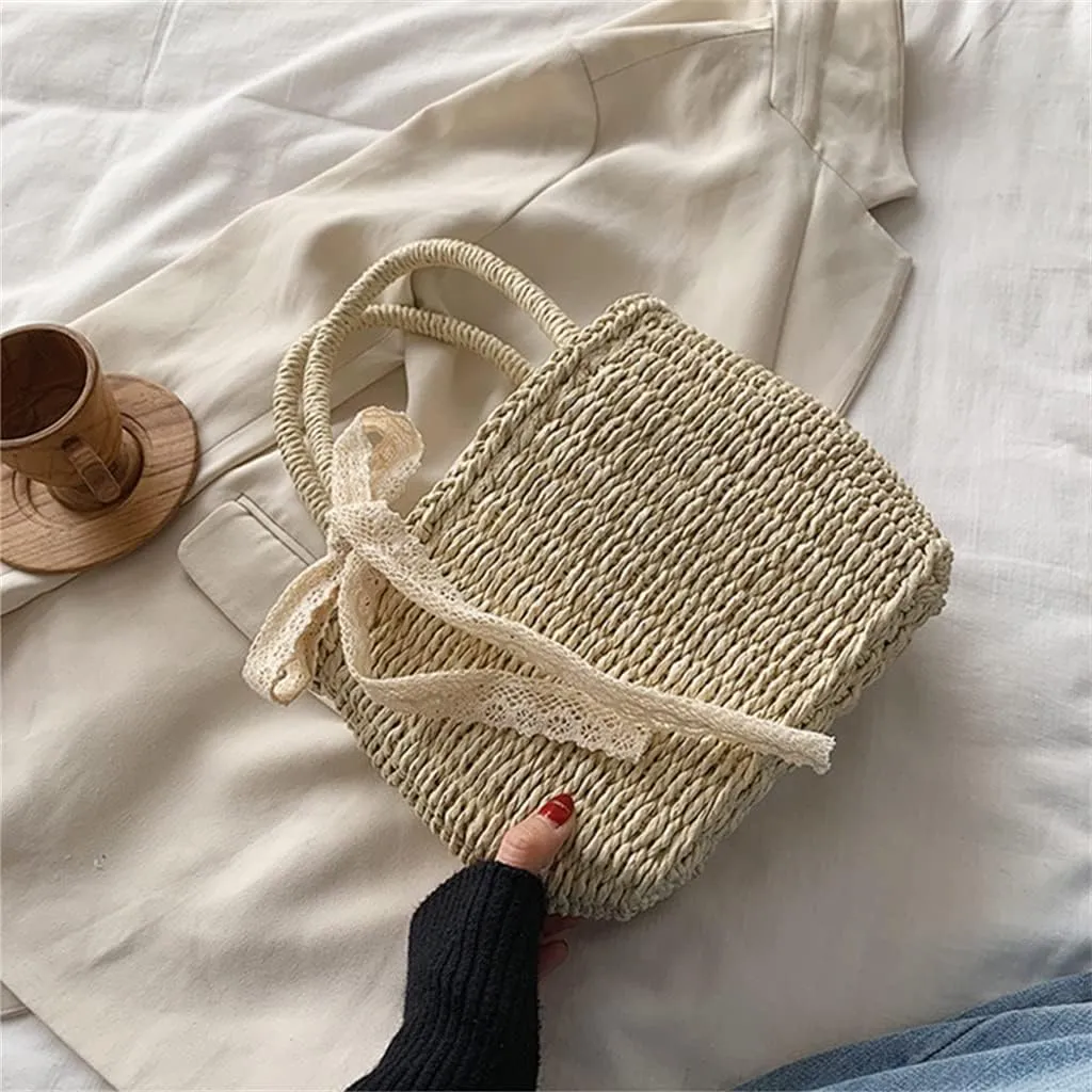 Bohemia Rattan Large Capacity Tote Bags Women Tassel Woven Handbag Beach Basket Shoulder Bag