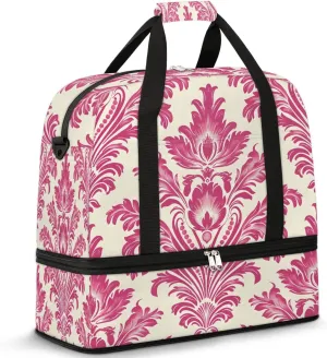 Boho Flower Printings Travel Duffle Bag, Collapsible Travel Bag Sports Gym Bag With Shoes Compartment Weekender Bag Overnight Bag For Women Men