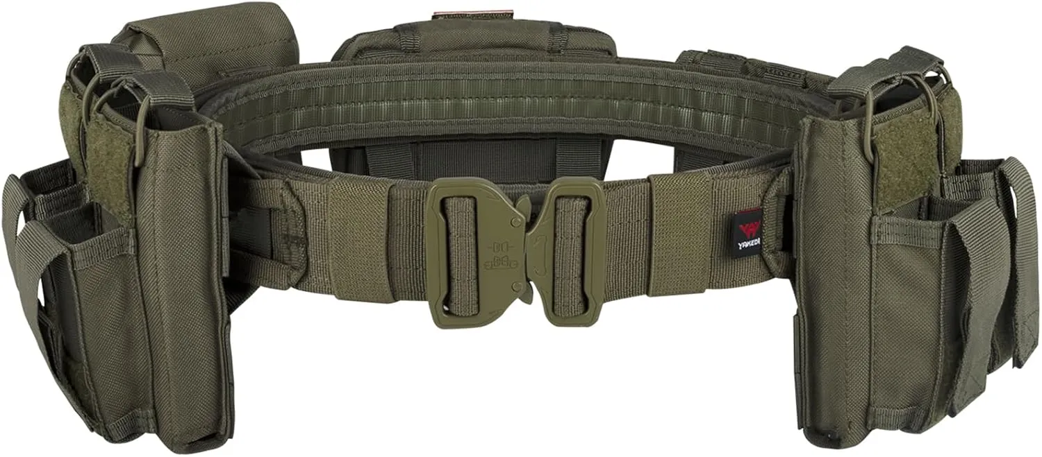 BOMTURN Battle Belt Tactical Belt with Accessories: Duty Belts Law Enforcement Combat Airsoft Police Belt with Pouches 7pcs