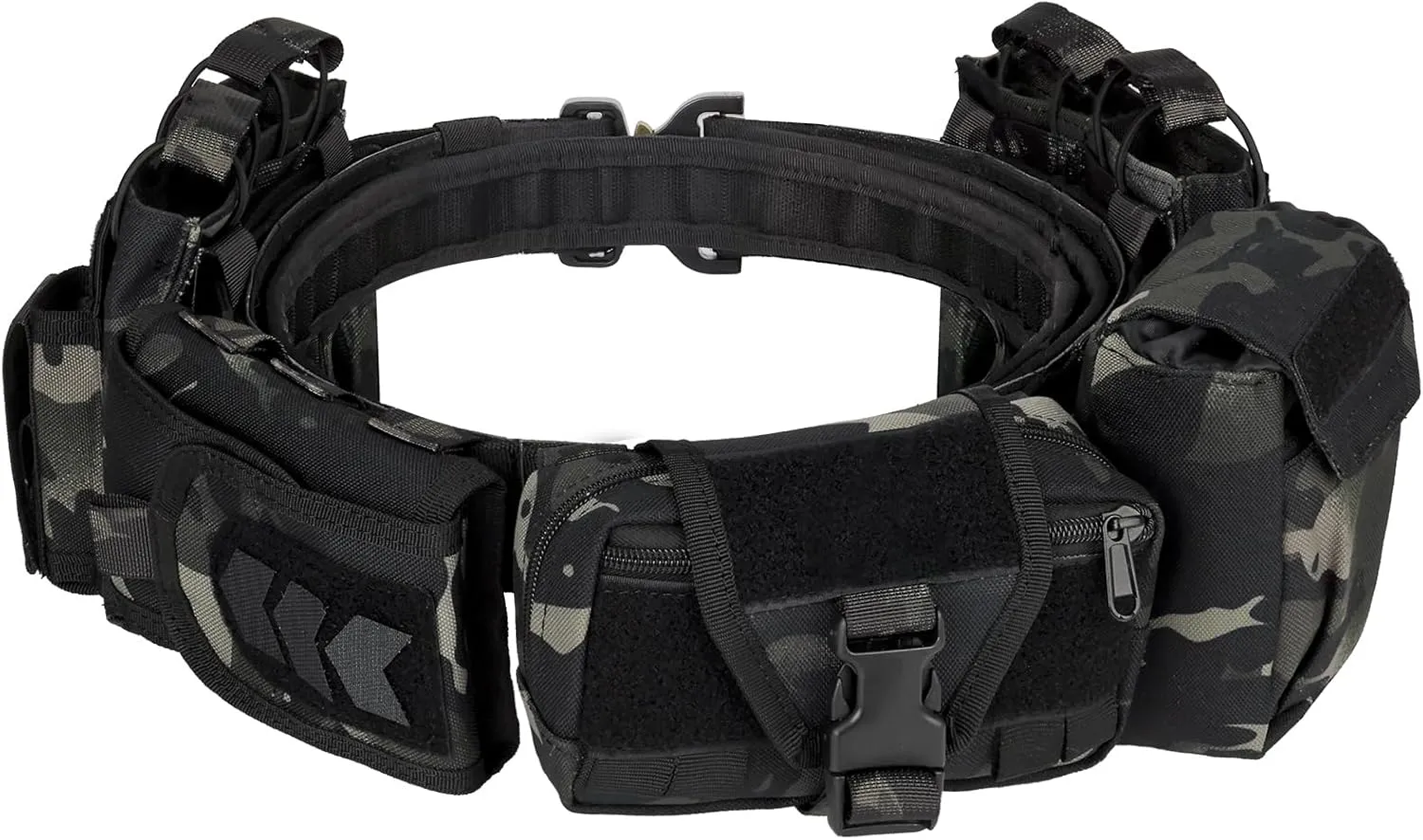 BOMTURN Battle Belt Tactical Belt with Accessories: Duty Belts Law Enforcement Combat Airsoft Police Belt with Pouches 7pcs