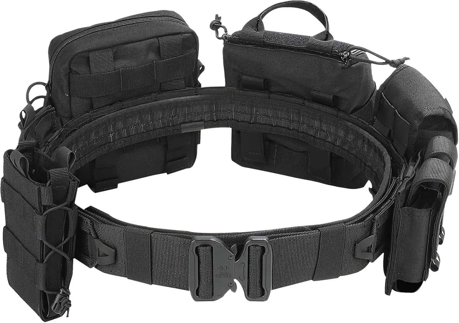 BOMTURN Tactical Battle Belt with Pouches Accessories Law Enforcement Duty Combat Military Utility Police Belt 8ps